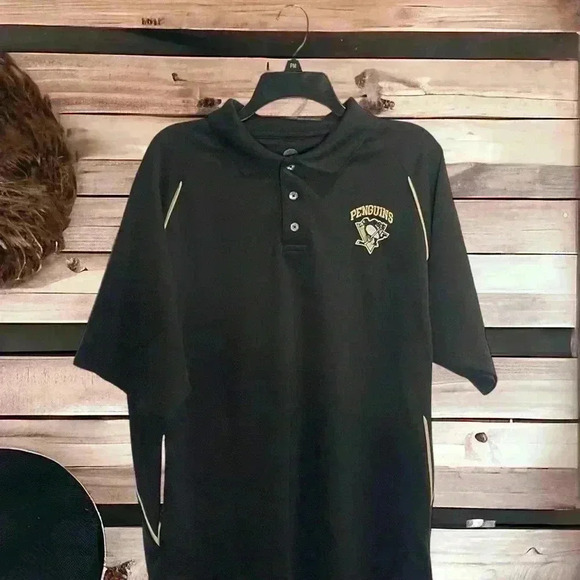 Pittsburgh Penguins NHL Men's Size Large Black Polo With Embroidered Logo #Pens - Picture 1 of 4